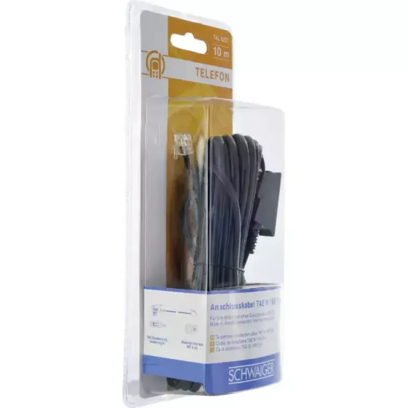 Cabo RJ-11 Schwaiger 10m TAE-N Preto