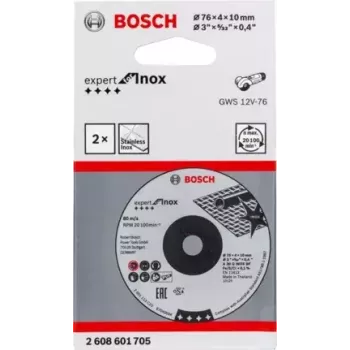 Bosch Expert for Inox discos de corte, 76 x 4 x 10 mm, 2 unid.