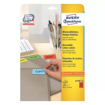 Etiquetas autoadesivas Avery L4790-20 retângulo arredondado removível