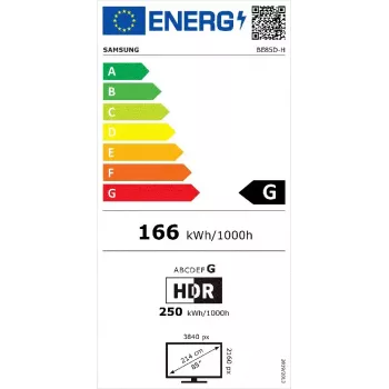 Ecrã plano de sinalização digital Samsung BE85D-H 2,16 m (85 polegadas) LED Wi-Fi 4K Ultra HD preto Tizen 16/7