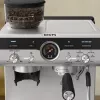 Máquina de café expresso KRUPS XP801T semiautomática com moinho integrado, depósito de água de 3 litros, saída para 2 chávenas, preto/aço inoxidável