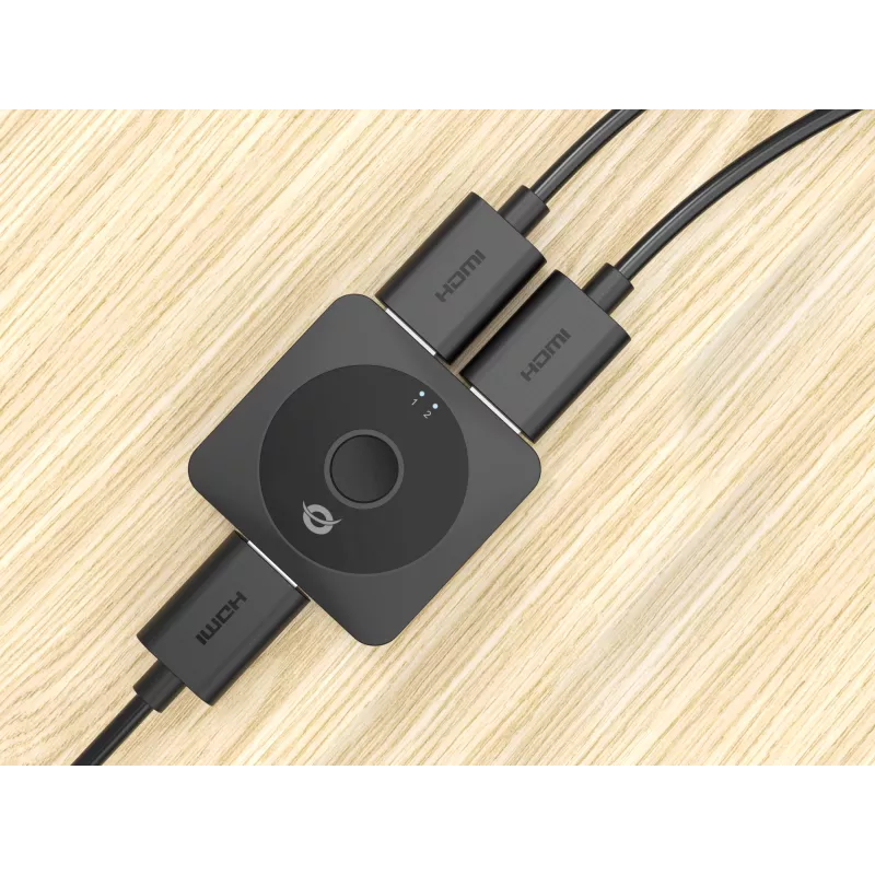 Comutador HDMI 2.0 bidirecional de 2 vias Conceptronic SELENE01B, 4K60Hz