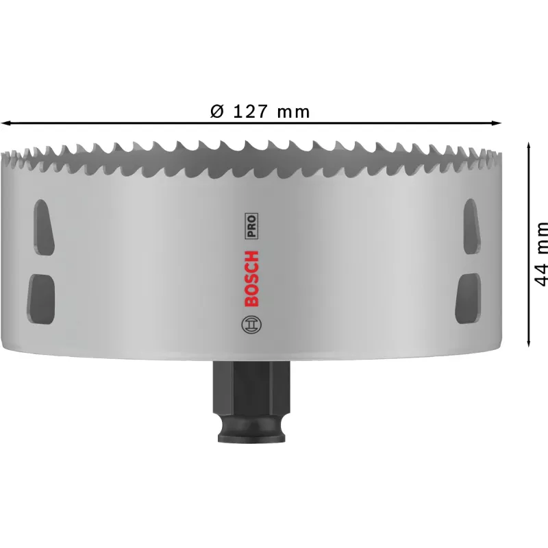 Bosch PRO Multi Material PC Plus, 44/127 mm, individual, broca, pladur, metal, metal não ferroso, plástico, madeira macia, preto, cinzento, aço-cobalto, liga de cobalto aço rápido (HSS-Co)