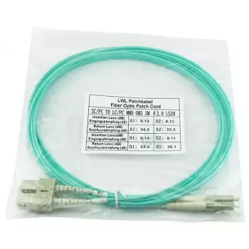 BlueOptics 055702T512000001M-BO cabo de ligação de fibra ótica duplex, LC-SC multimodo OM3, 1 m, LC-UPC/SC-UPC, bege