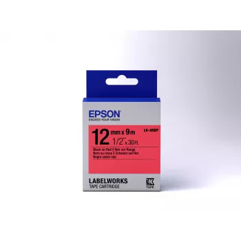 Cartucho de etiquetas Epson Pastel LK-4RBP preto/vermelho 12 mm (9 m)