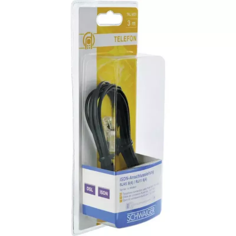 Cabo de rede Schwaiger 3,0 m RJ-11 - RJ-45 3 m preto