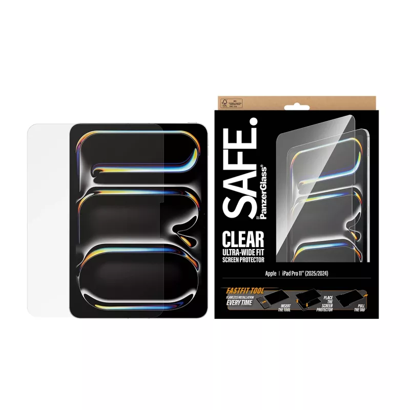 PanzerGlass SAFE. by ® proteção de ecrã iPad Pro 11 polegadas (2024-2025) | Ultra-Wide Fit com ferramenta Fastfit