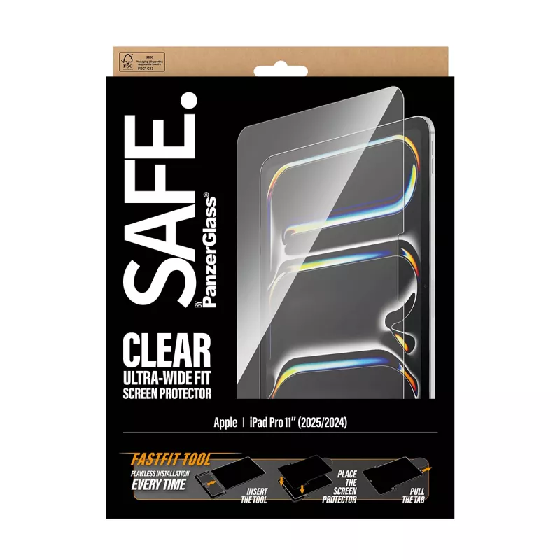 PanzerGlass SAFE. by ® proteção de ecrã iPad Pro 11 polegadas (2024-2025) | Ultra-Wide Fit com ferramenta Fastfit
