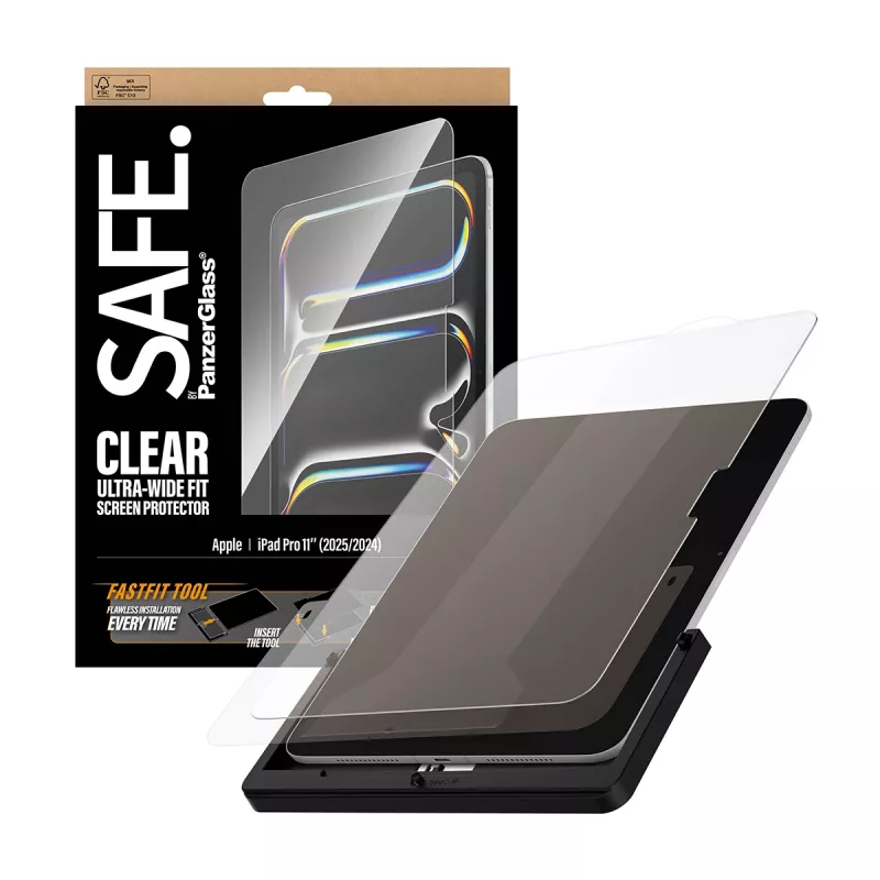 PanzerGlass SAFE. by ® proteção de ecrã iPad Pro 11 polegadas (2024-2025) | Ultra-Wide Fit com ferramenta Fastfit