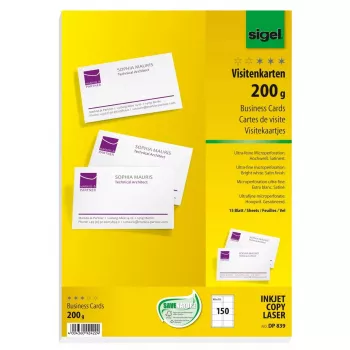 Cartão de visita Sigel DP839 laser/jato de tinta branco