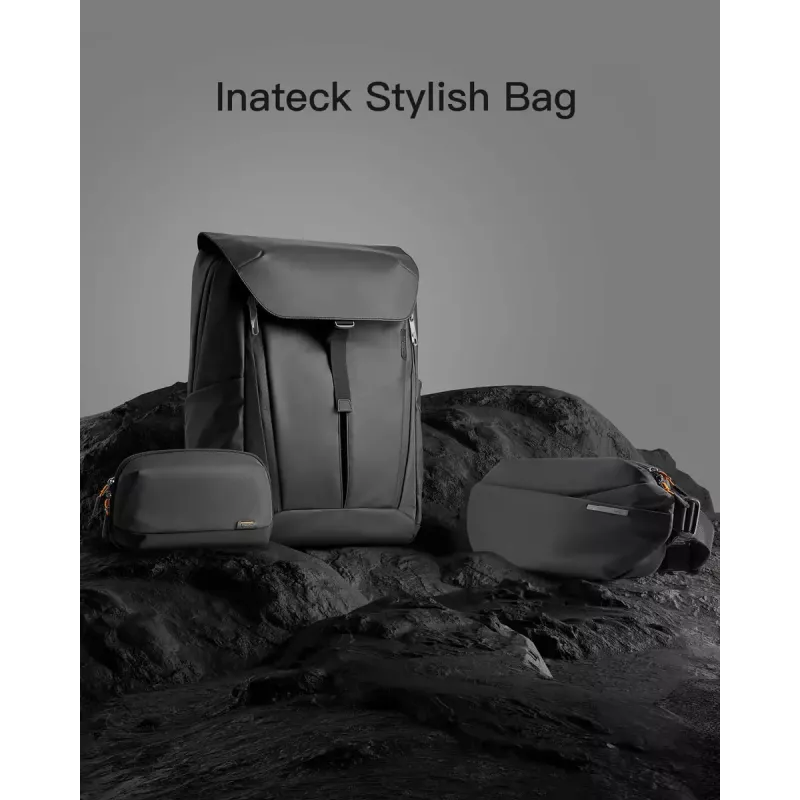 Bolsa de tiracolo Inateck LB03014 — unissexo poliéster 900D, fecho de correr, 4 l, preto