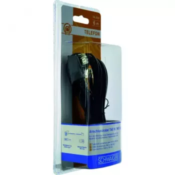 Cabo RJ-11 Schwaiger TAL6236533 6,0 m TAE-N preto