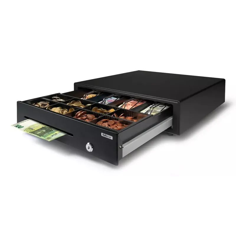 Gaveta de caixa eletrónica Safescan SD-4141, caixa em aço, preto, 410×415×115 mm, inclui 6 chaves