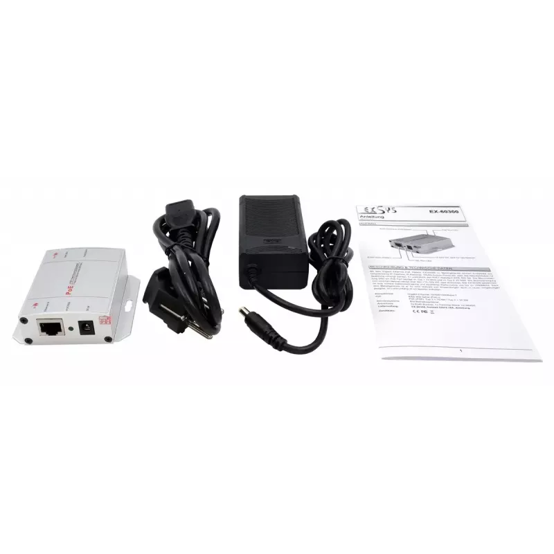EXSYS EX-60300 PoE+ Gigabit Injector 60W, entrada DC de +12V a +32V