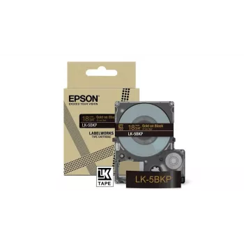Fita para impressora de etiquetas Epson LK-5BKP preto dourado 1,8 cm