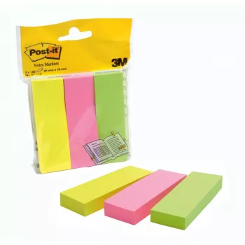 Notas adesivas 3M 671-3 retangular verde, rosa, amarelo 100 folhas autocolante