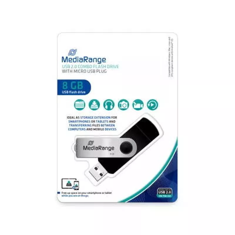Pen USB MediaRange 8 GB USB Type-A Micro-USB MR930-2
