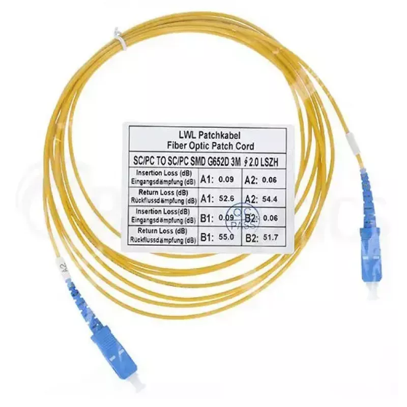 Cabo de fibra ótica BlueOptics SFP2222BU7.5MK SC G.657.A1 7,5 m amarelo