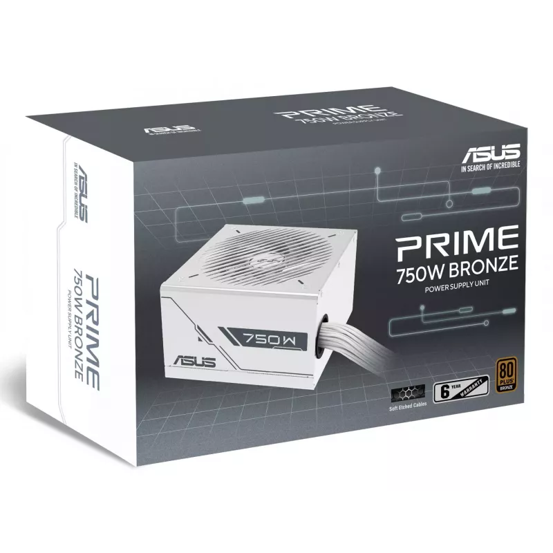 Fonte de alimentação ASUS Prime 750W Bronze White Edition 20+4-Pin ATX ATX