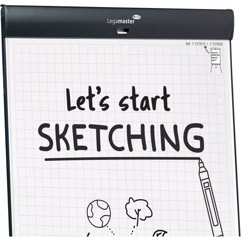 Flipchart móvel Legamaster SKETCH PRO com base em estrela aço 5 rodas