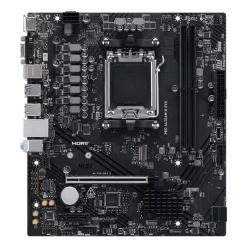 Placa-mãe MSI PRO A620AM-B EVO ATX — AMD A620A, Socket AM5, DDR5 2× DIMM até 128 GB, 5 Gb Ethernet, M.2 e SATA III, HDMI 2.1