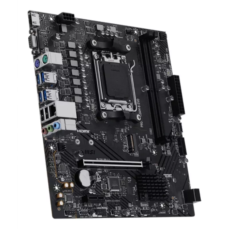 Placa-mãe MSI PRO A620AM-B EVO ATX — AMD A620A, Socket AM5, DDR5 2× DIMM até 128 GB, 5 Gb Ethernet, M.2 e SATA III, HDMI 2.1