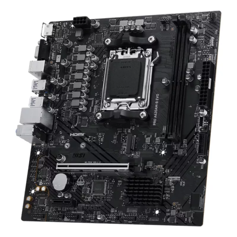 Placa-mãe MSI PRO A620AM-B EVO ATX — AMD A620A, Socket AM5, DDR5 2× DIMM até 128 GB, 5 Gb Ethernet, M.2 e SATA III, HDMI 2.1