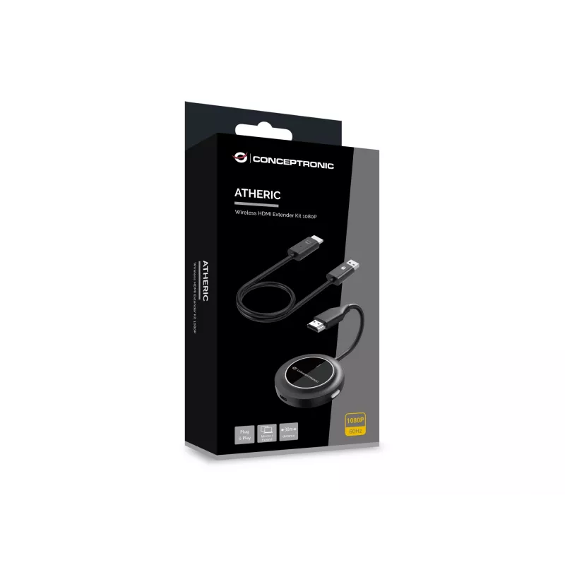Kit extensor HDMI sem fios CONCEPTRONIC ATHERIC02B – Dongle, HDMI/USB, 1080p (1920x1080), alimentado por USB