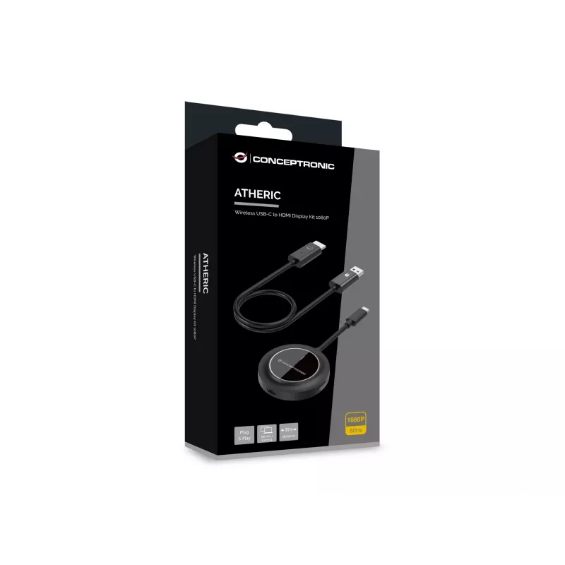 Conceptronic ATHERIC01B Kit de ecrã USB-C para HDMI sem fios 1080P