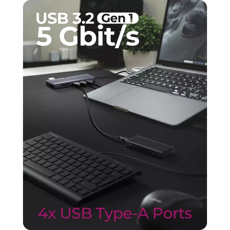 ICY BOX IB-DK4062-CPD Com fios USB 3.2 Gen 1 (3.1 Gen 1) Type-C Antracite