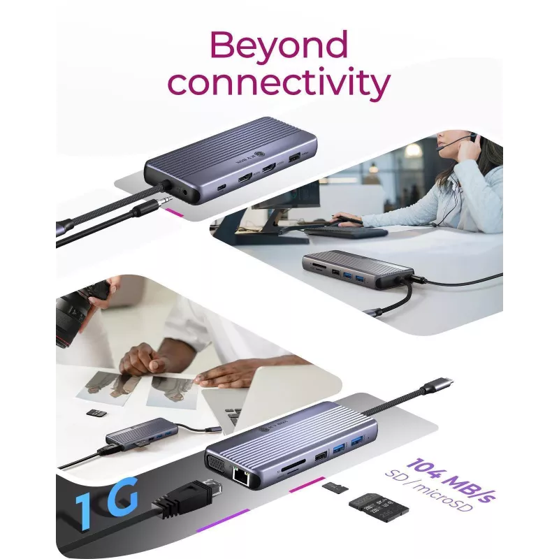 ICY BOX IB-DK4062-CPD Com fios USB 3.2 Gen 1 (3.1 Gen 1) Type-C Antracite