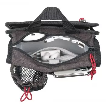 Mala de mão/mala de ombro para trolley TROIKA BBG67/GY — Poliéster, preto/cinzento, 200×50×175 mm, fecho de correr