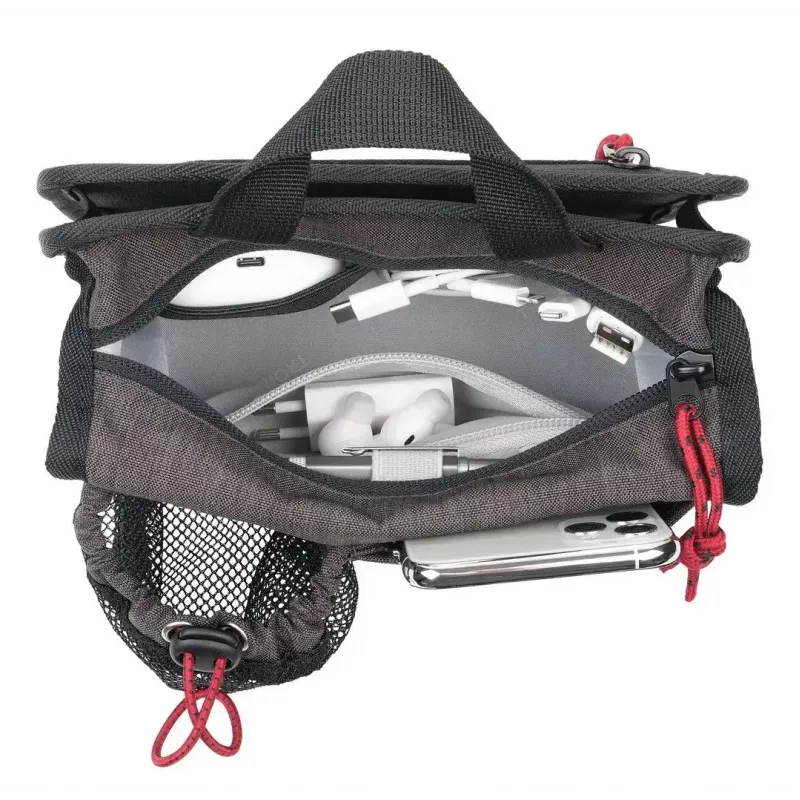 Mala de mão/mala de ombro para trolley TROIKA BBG67/GY — Poliéster, preto/cinzento, 200×50×175 mm, fecho de correr