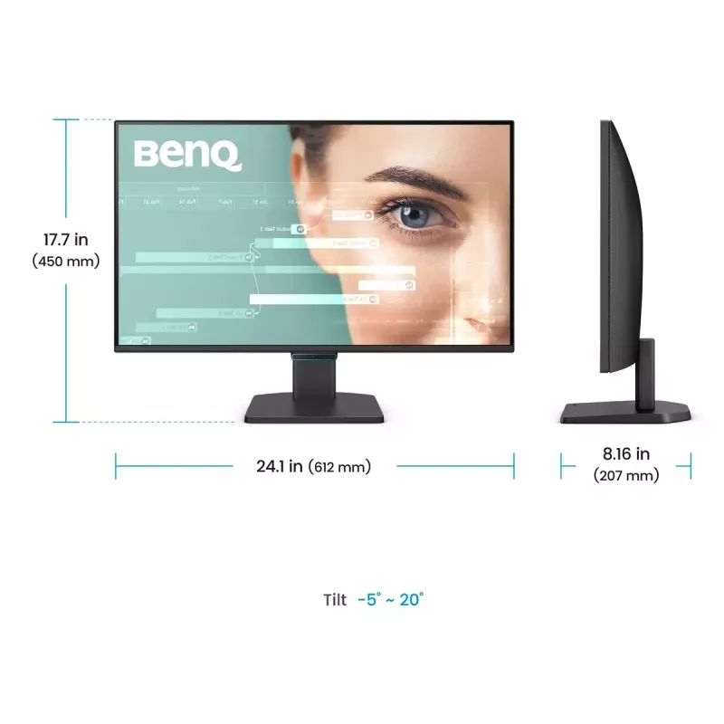 Monitor BenQ 27 polegadas 1080p FHD Eye-Care — 27 polegadas (68,6 cm), 1920×1080, 5 ms, IPS/LCD, mate, 16:9, 178°/178°, altifalantes integrados, VESA, preto