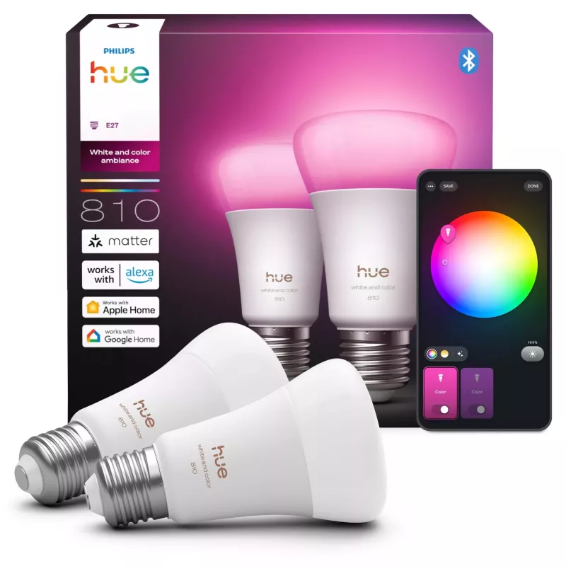 Philips Hue White and Colour Ambience A60 – E27 Lâmpada inteligente – 810
