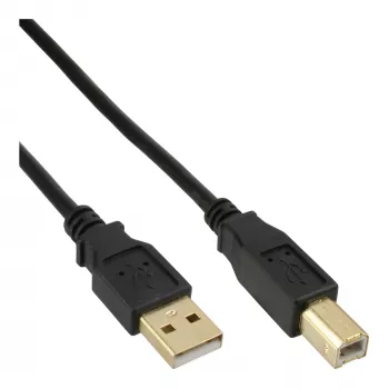 Cabo USB 2.0 InLine Type-A macho para Type-B fêmea, 1,5 m, preto, contactos dourados