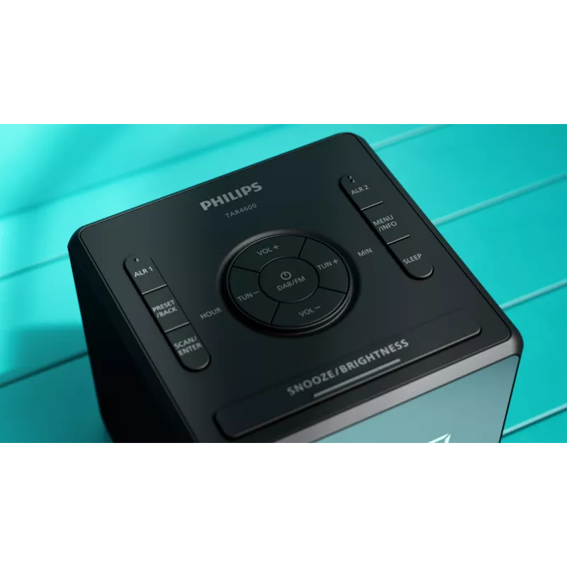 Despertador digital Philips TAR4600/10 preto LCD AC/pilha