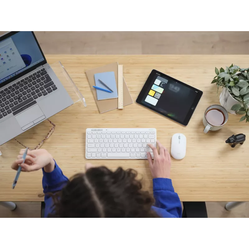 Conjunto de teclado e rato TRUST Lyra Mini Wireless QWERTZ (RF + Bluetooth) branco, layout alemão