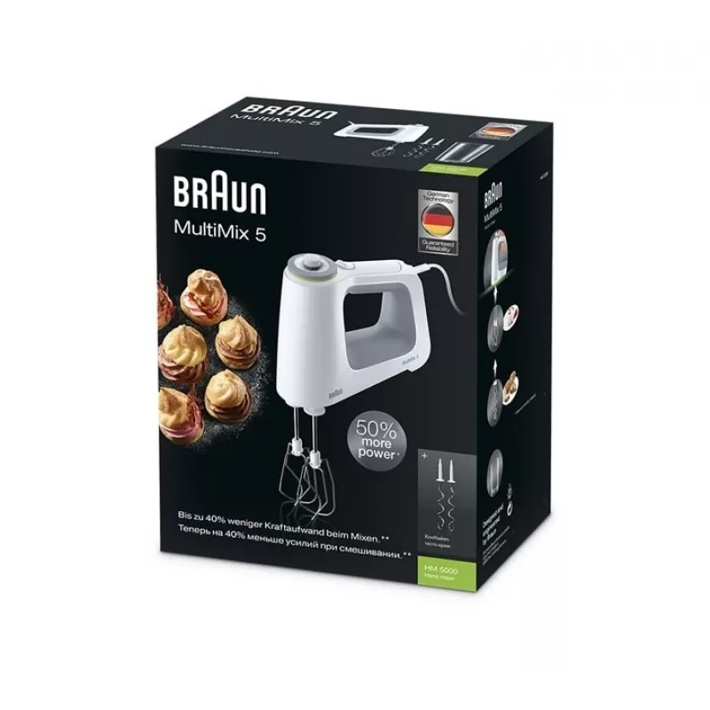 Batedeira Braun HM 5000 WH 700 W cinzento, branco
