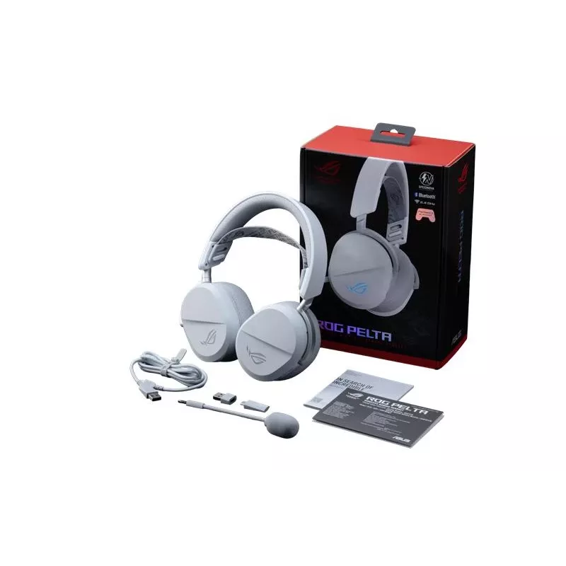 ASUS ROG Pelta Headset com fios e sem fios Arco de cabeça Gaming USB Type-C Bluetooth Branco