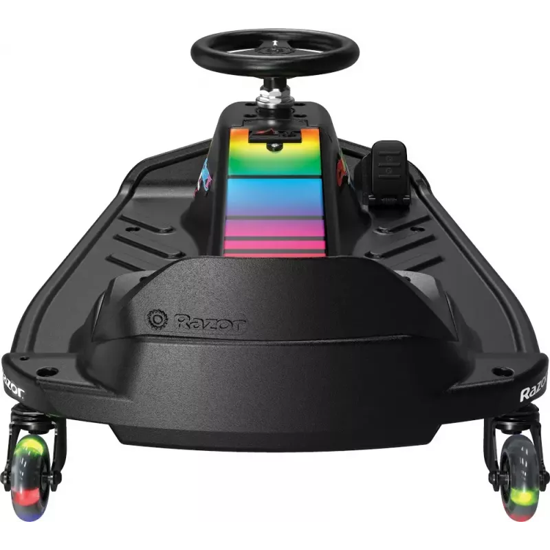 Kart elétrico de drift Razor CRAZY CART Shift Lightshow — bateria de lítio recarregável, espetáculo de luzes LED, 13 km/h, 40 min