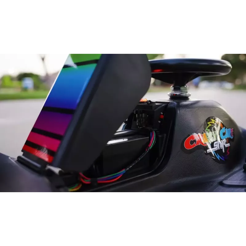 Kart elétrico de drift Razor CRAZY CART Shift Lightshow — bateria de lítio recarregável, espetáculo de luzes LED, 13 km/h, 40 min