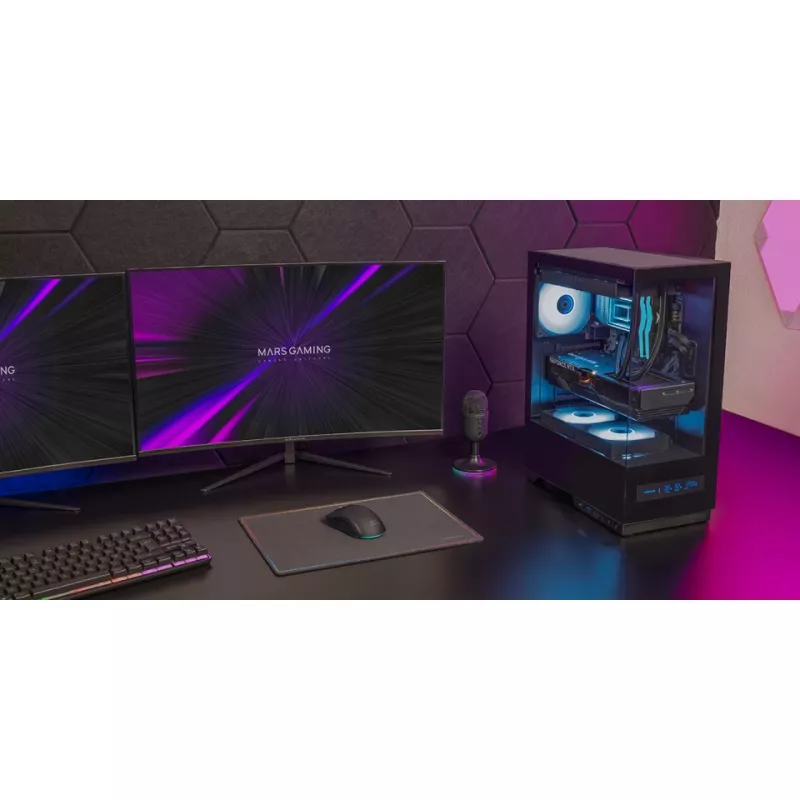 Caixa para PC TACENS MARS MC-PULSAR LCD ATX Midi Tower, vidro temperado, LCD frontal, USB-C, suporta GPU 33,2 cm