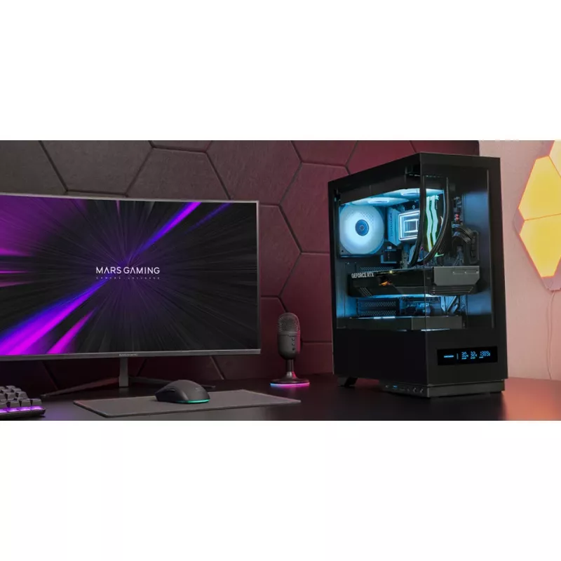 Caixa para PC TACENS MARS MC-PULSAR LCD ATX Midi Tower, vidro temperado, LCD frontal, USB-C, suporta GPU 33,2 cm