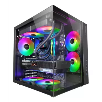 Caixa para PC TACENS Mars Gaming MCV-ONE Midi Tower – preto, ATX/Micro-ATX/Mini-ITX, vidro temperado, suporta ventoinhas de 120 mm