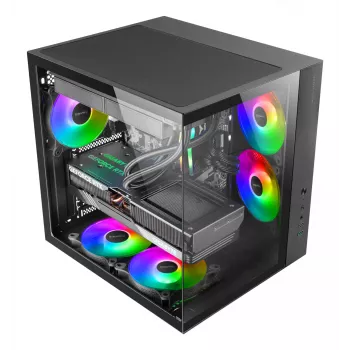 Caixa para PC TACENS Mars Gaming MCV-ONE Midi Tower – preto, ATX/Micro-ATX/Mini-ITX, vidro temperado, suporta ventoinhas de 120 mm