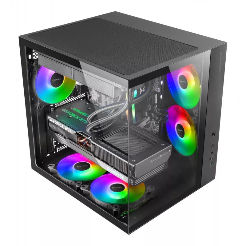Caixa para PC TACENS Mars Gaming MCV-ONE Midi Tower – preto, ATX/Micro-ATX/Mini-ITX, vidro temperado, suporta ventoinhas de 120 mm