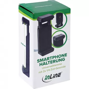 Suporte universal para telemóvel InLine para bastões de selfie, preto