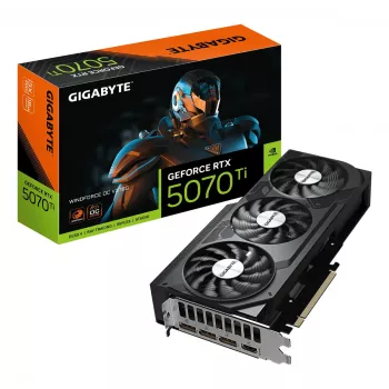 Placa gráfica GIGABYTE GeForce RTX 5070 Ti WINDFORCE OC V2 — 16 GB GDDR7, 256 bits, PCIe 5.0, 2497 MHz, 3x DP, HDMI