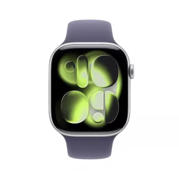 Apple Watch Series 11 GPS + Cellular 46mm caixa de alumínio prateada com bracelete desportiva Purple Fog – S/M